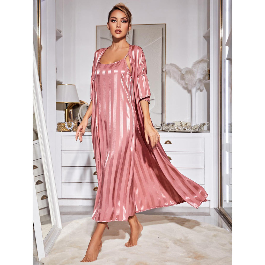 Women's imitation silk long sleeve pyjamas