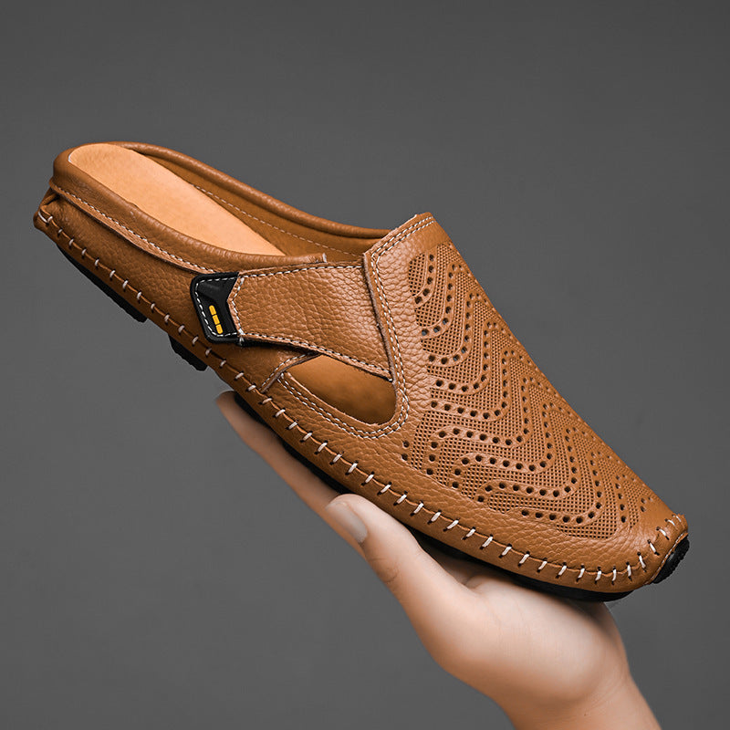 Mens Summer Breathable Toe-Wrapped Sandals Casual Slip-On Driving Shoes (On Hand)