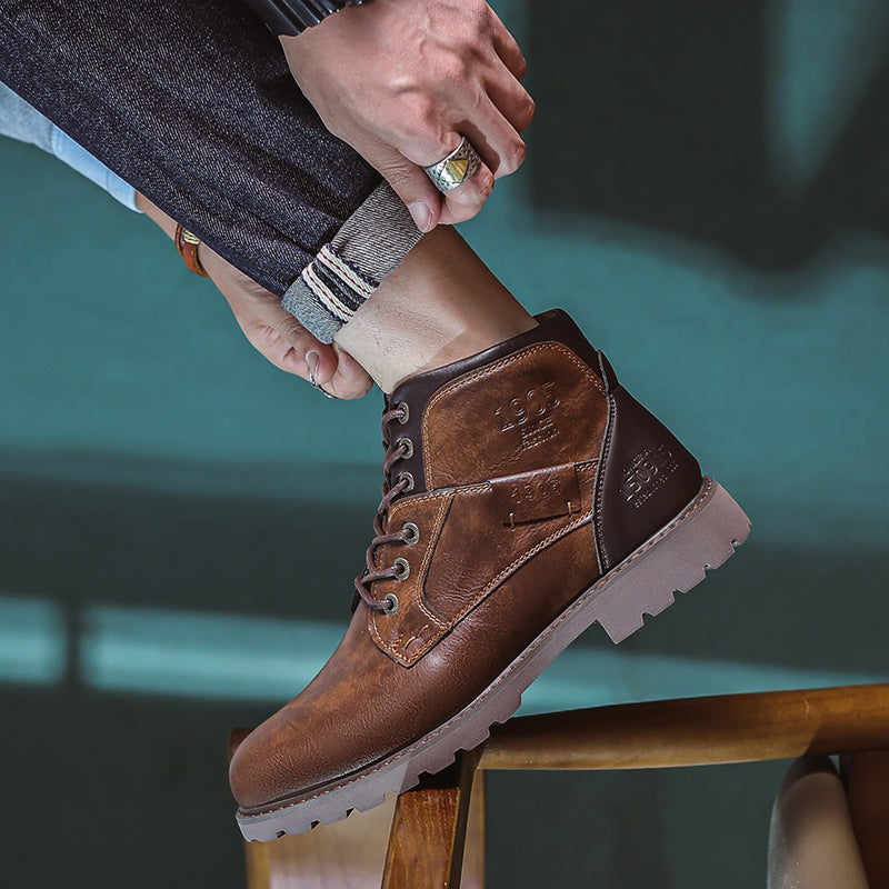 Classic British Vintage Leather Martin Boots
