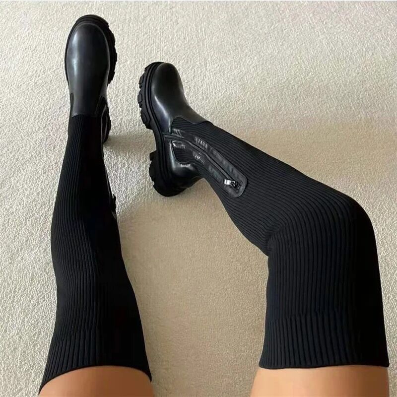 Women's Over-The-Knee Knitted Sock Boots (On Hand)