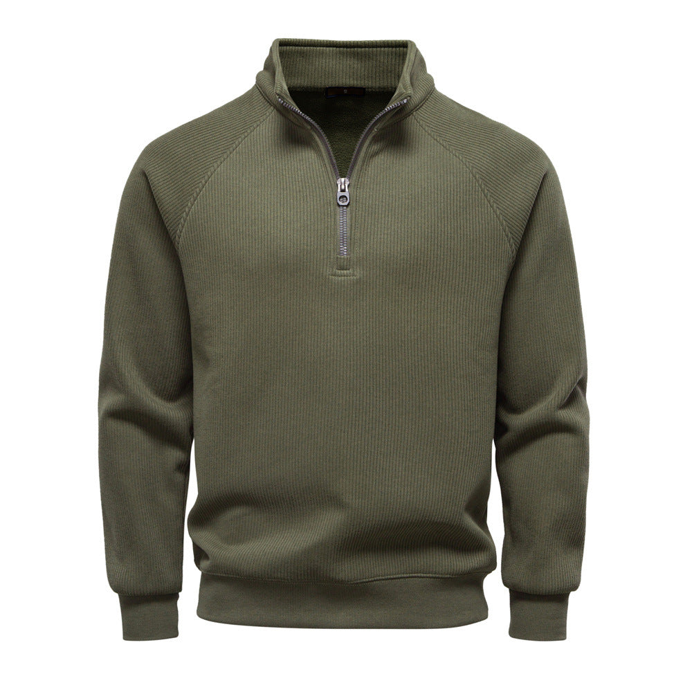 Men's Half-Zip Fleece Sweatshirt – Stand Collar Autumn & Winter Pullover