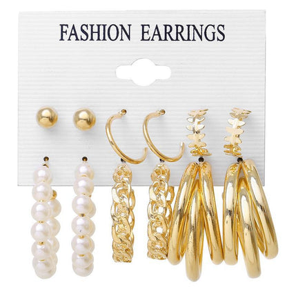 Creative French retro gold earrings set