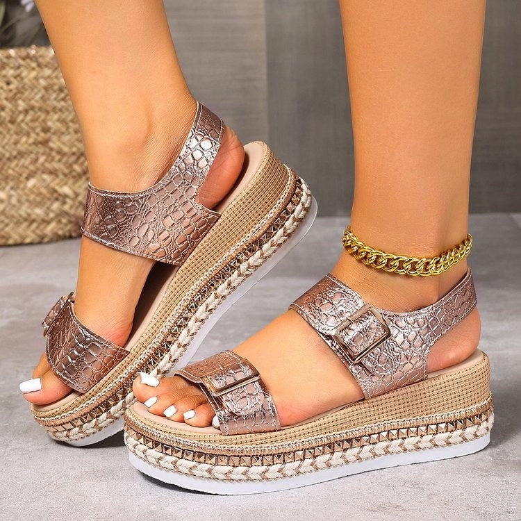 Summer Chic: Thick-Sole Fish-Mouth Platform Sandals