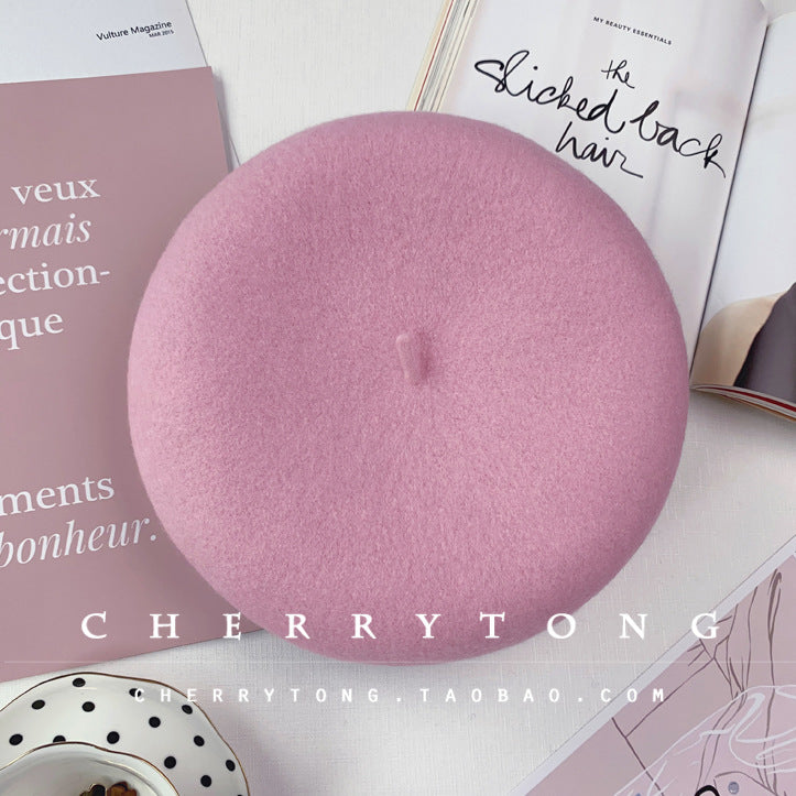 Retro Wool Beret  Cashmere & Wool Women's Hat for Autumn & Winter