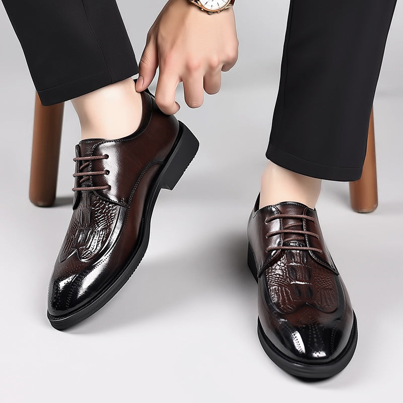 Mens Crocodile Pattern Brogue Leather Shoes