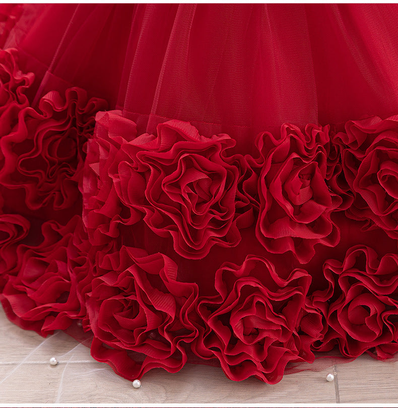 Rosette Ruffle Sequin Princess Gown