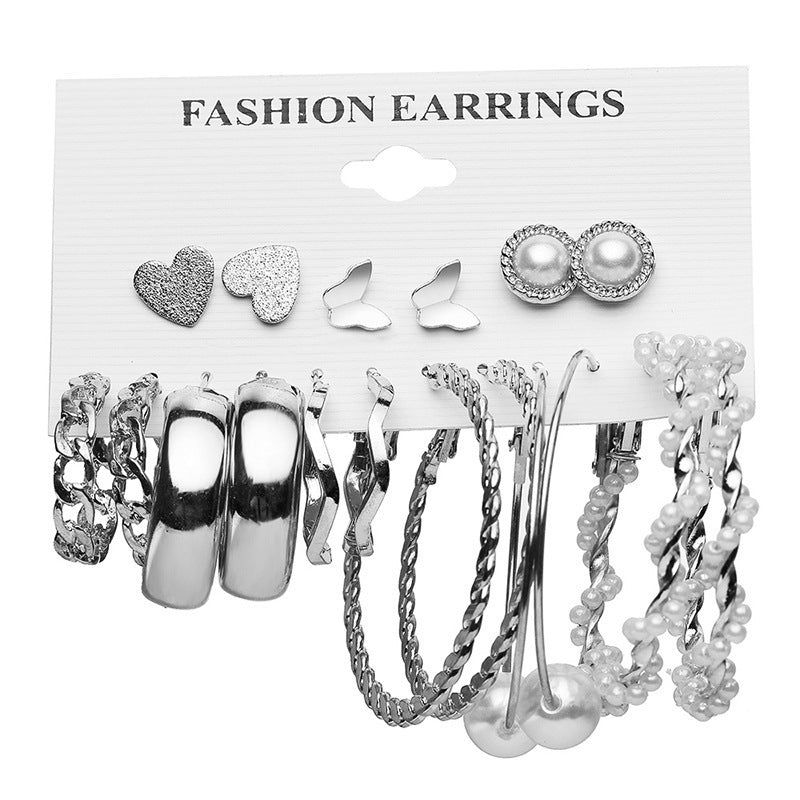 Pearl earring set with diamonds