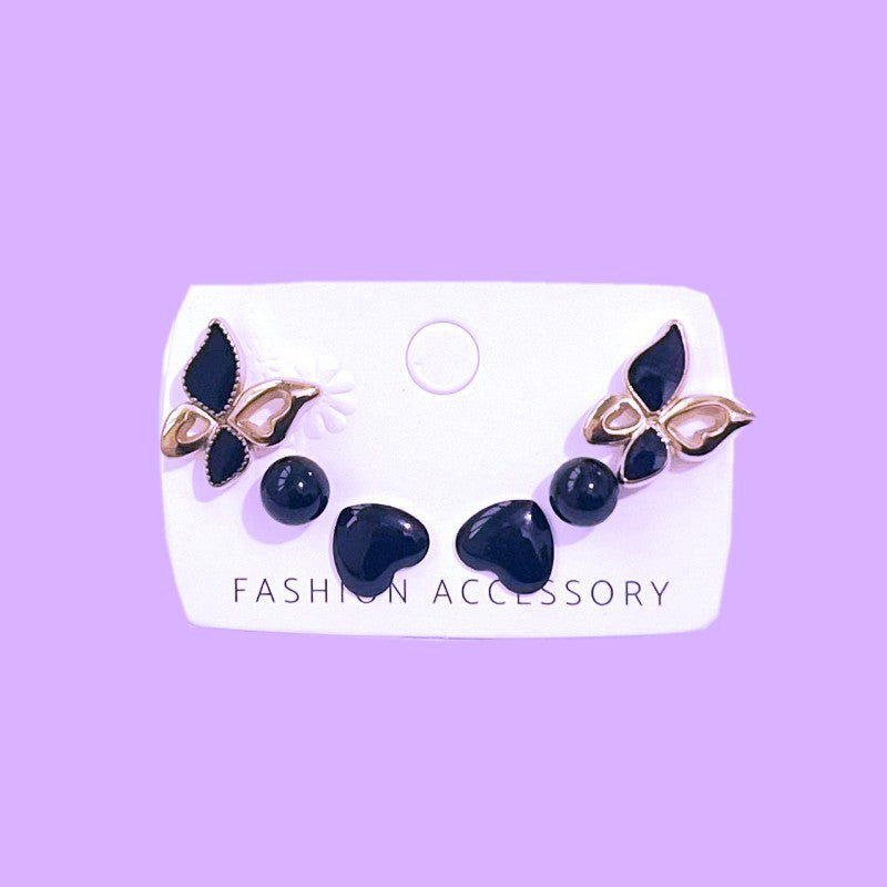 Set Pearl Crystal Stud Earrings