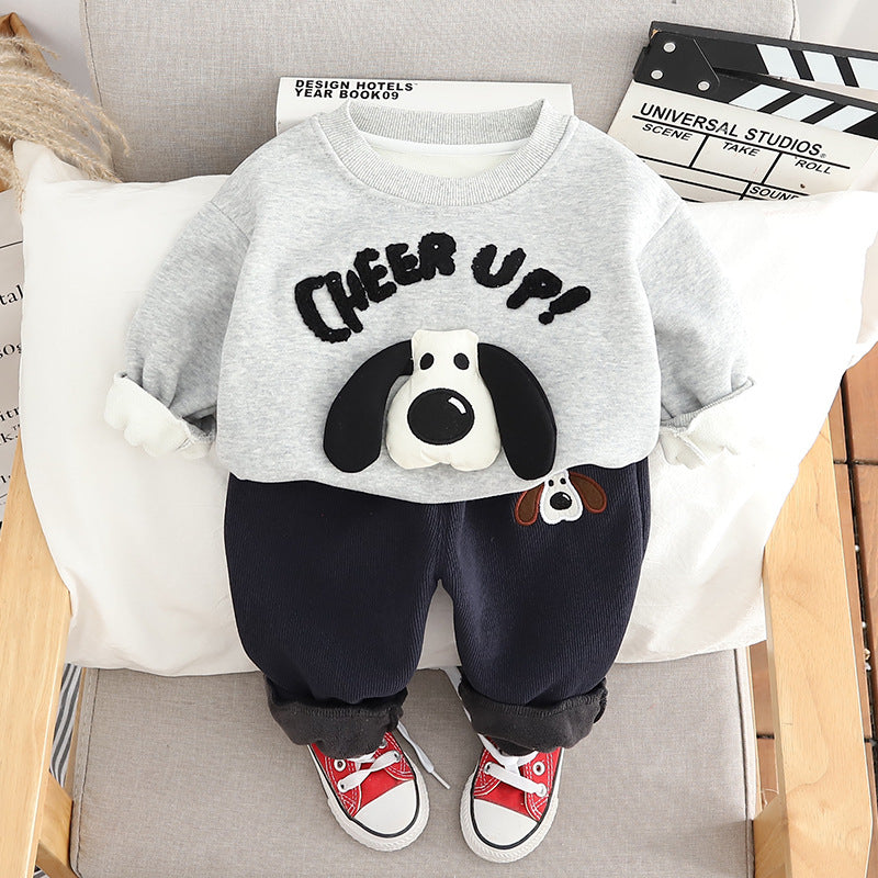 Letter Print Sweatshirt Set