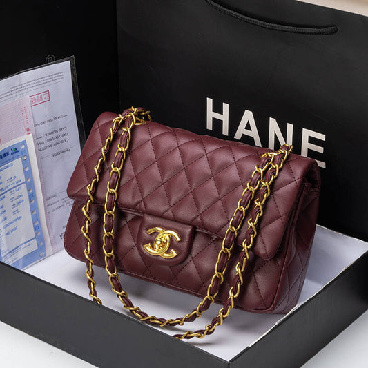 Trendy Small Square Chain Shoulder Bag  Classic Diamond Check Crossbody
