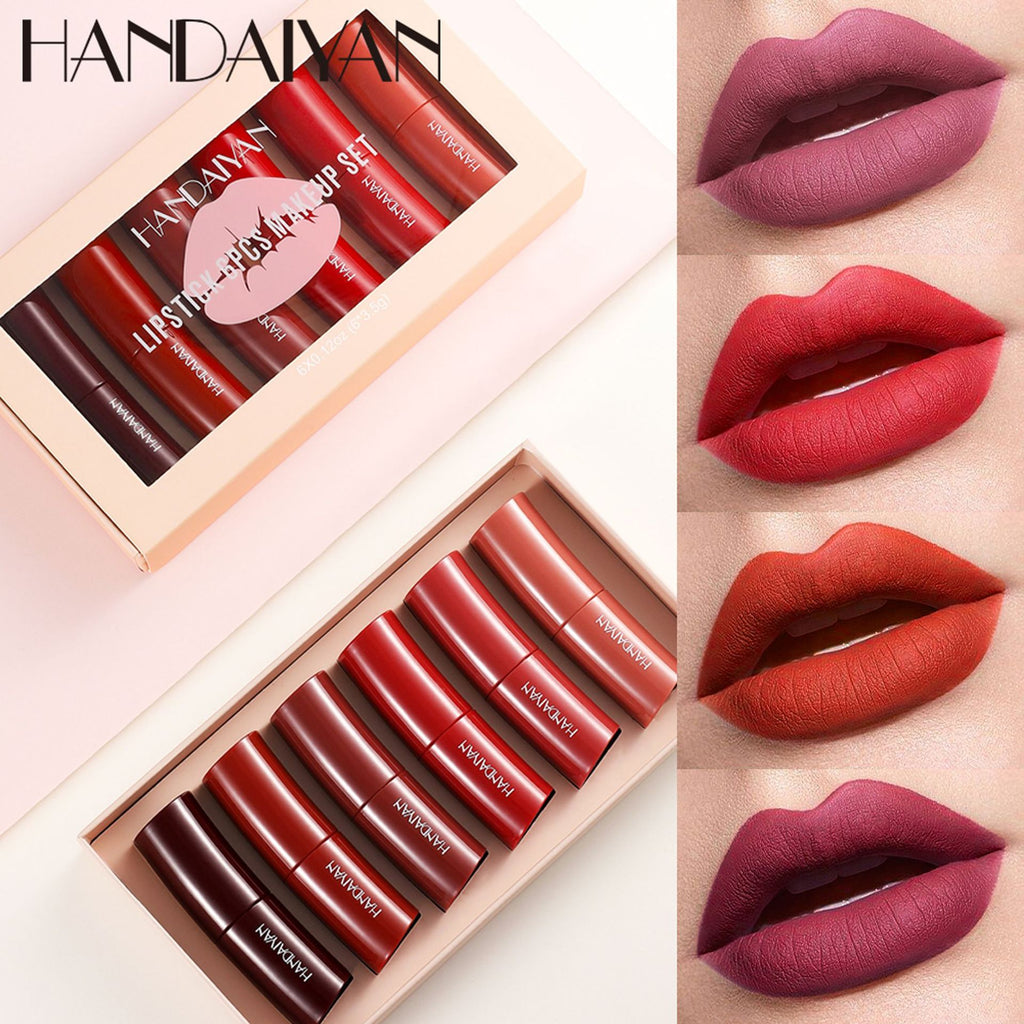HANDAIYAN Curved Lipstick Makeup Natural Lip Stain Matte Long-lasting Lip Gloss Authentic Set