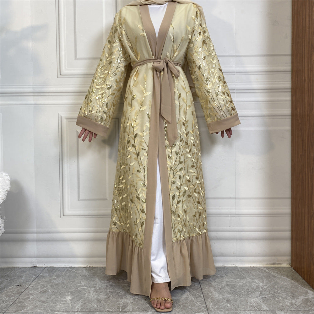 Lace Cardigan with Leaf Embroidery & Sequins