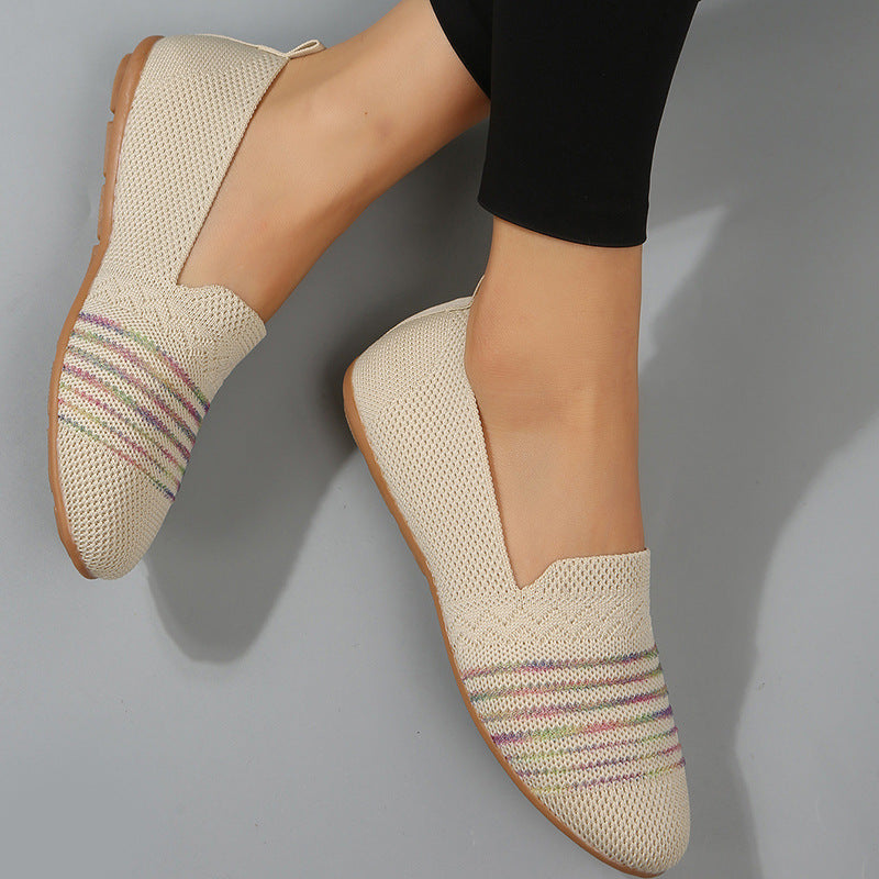 New women's flying weaving flat shoes