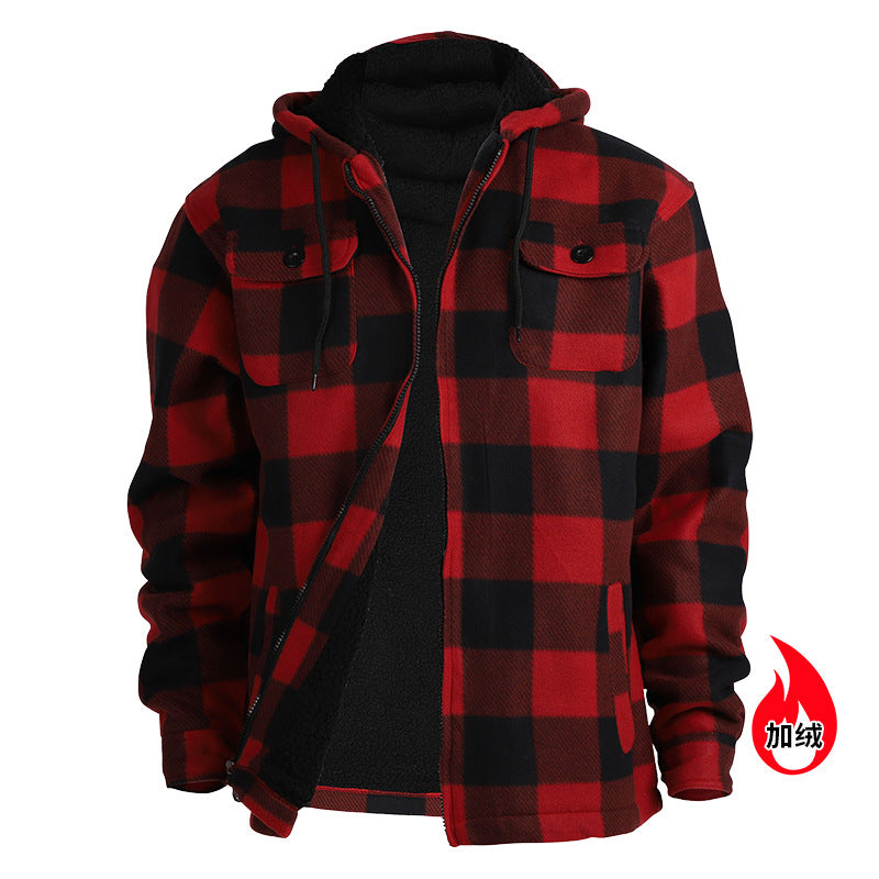 Men's Fleece Plaid Hoodie