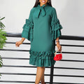 Elegant Multi-Layer Ruffle Sleeve Dress