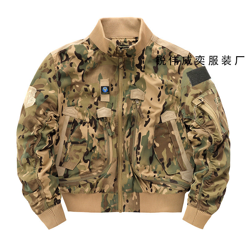 Mens Air Force Pilot Baseball Jacket  Tactical Stand Collar Leader Fan Coat