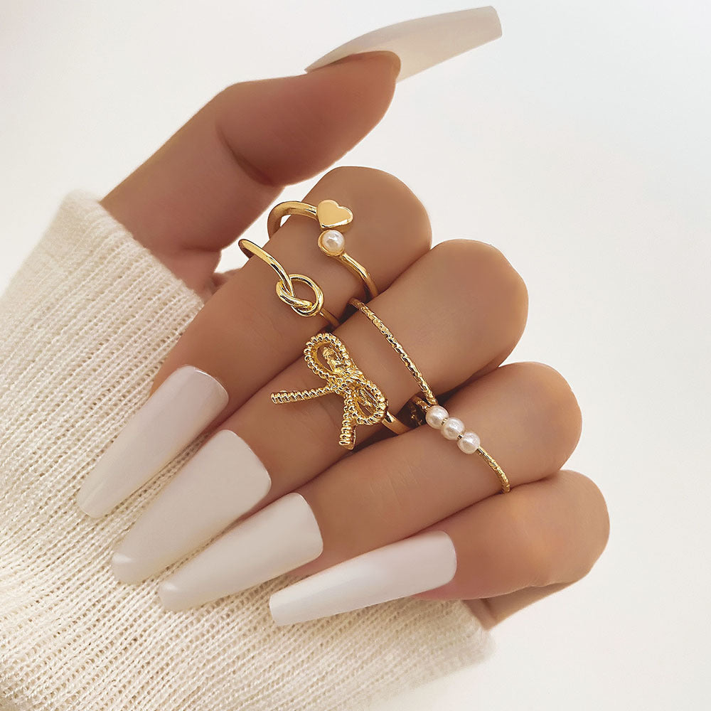 Butterfly ring opening multi-joint ring set 22 pieces love ring female design sense niche