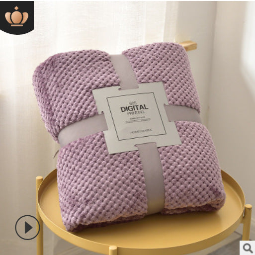 Pineapple Plaid White Thickened Coral Fleece Sofa Blanket