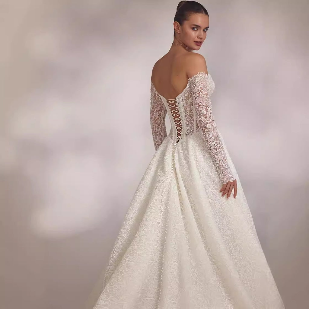 Bandeau main bride trail french style wedding dress
