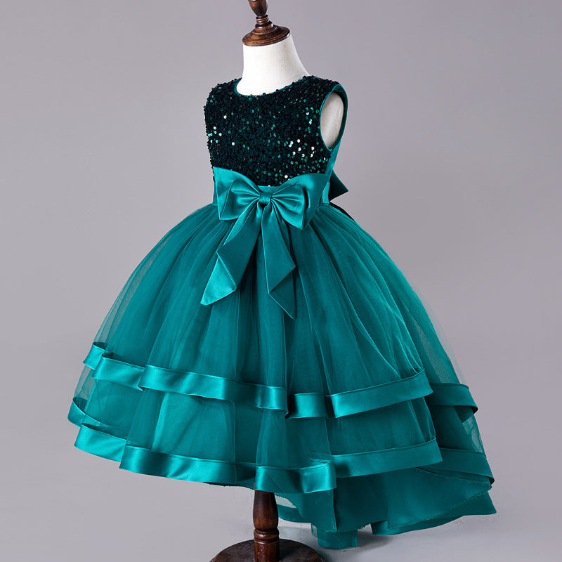 Sparkling Tulle Performance Dress with Tail