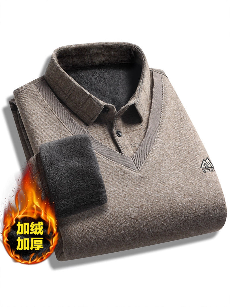 Men’s Fleece-Lined Warm Long-Sleeve Sweater