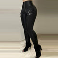 Women's Independent Station Black High-Waisted Skinny Zipper Buckle