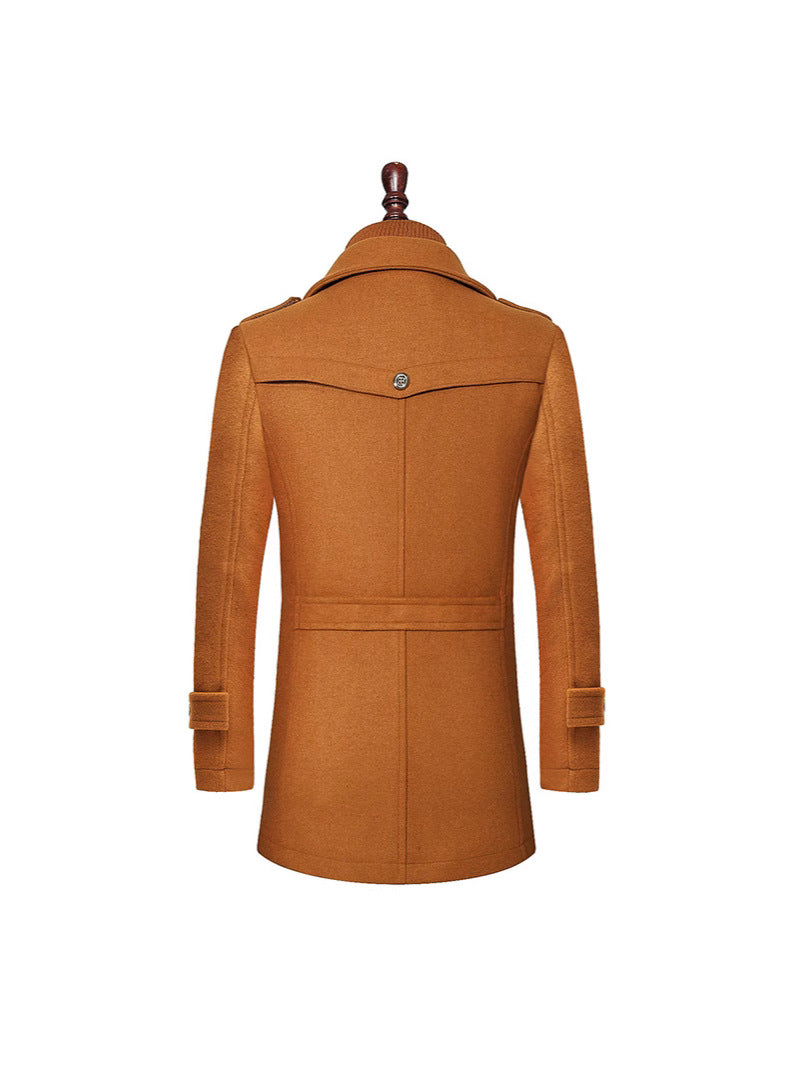 Plus Size Mens Woolen Business Coat  Double Neck Zip Winter Jacket