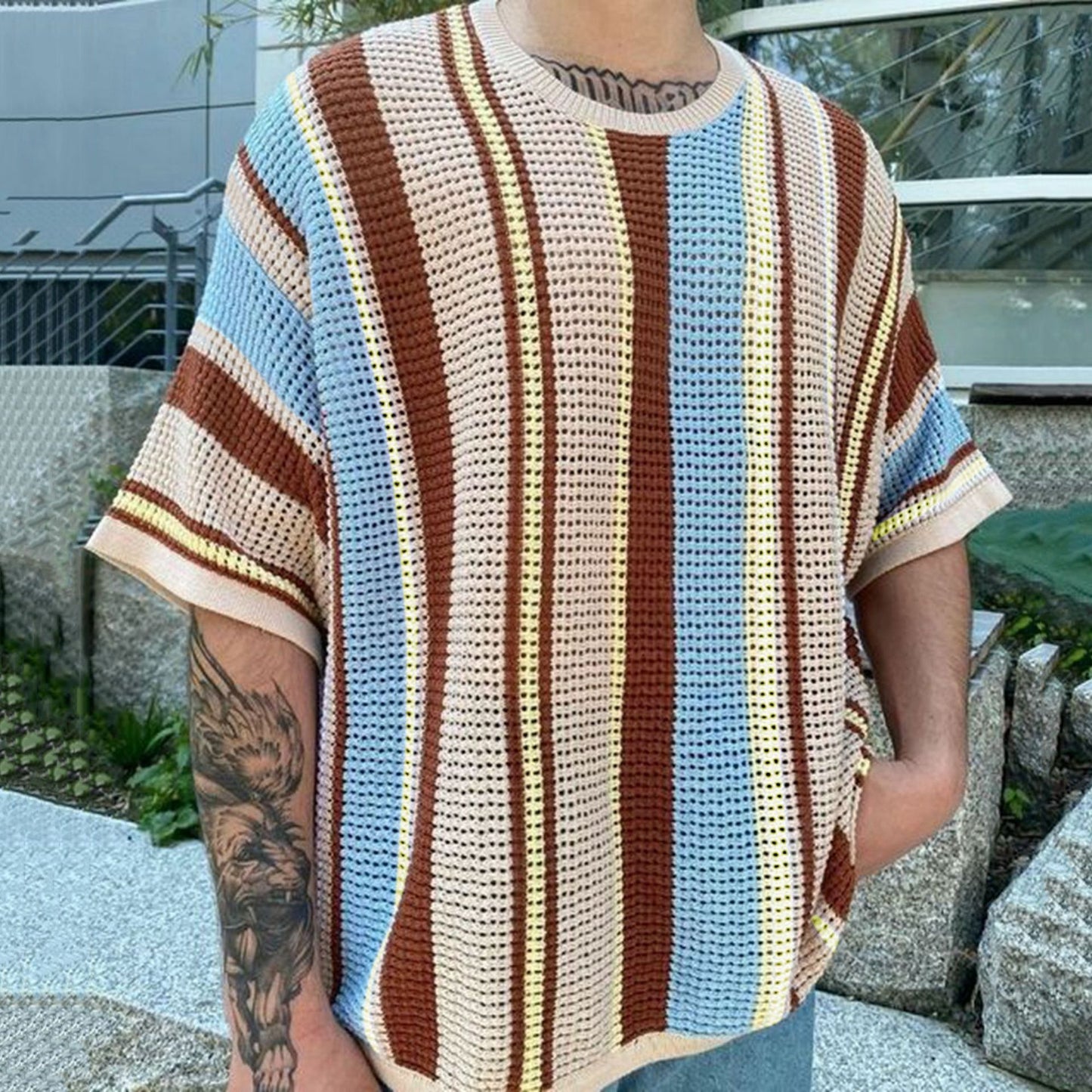 Round Neck Knit T-Shirt
