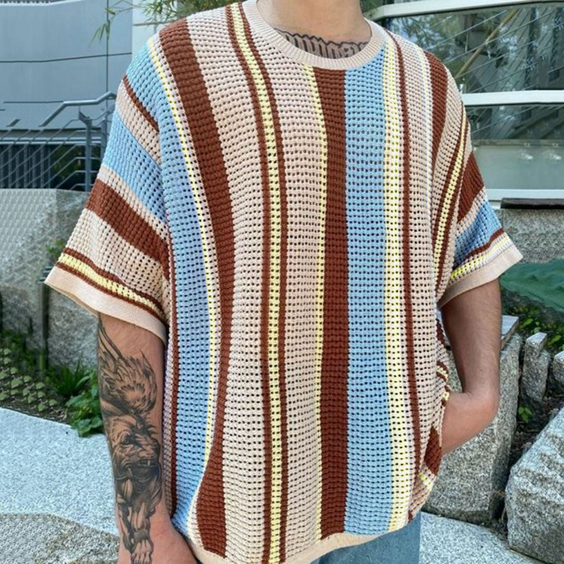 Round Neck Knit T-Shirt
