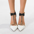 T-Shaped Strap Heel Sandals: Sweet Bow Pointed-Toe Banquet Pumps