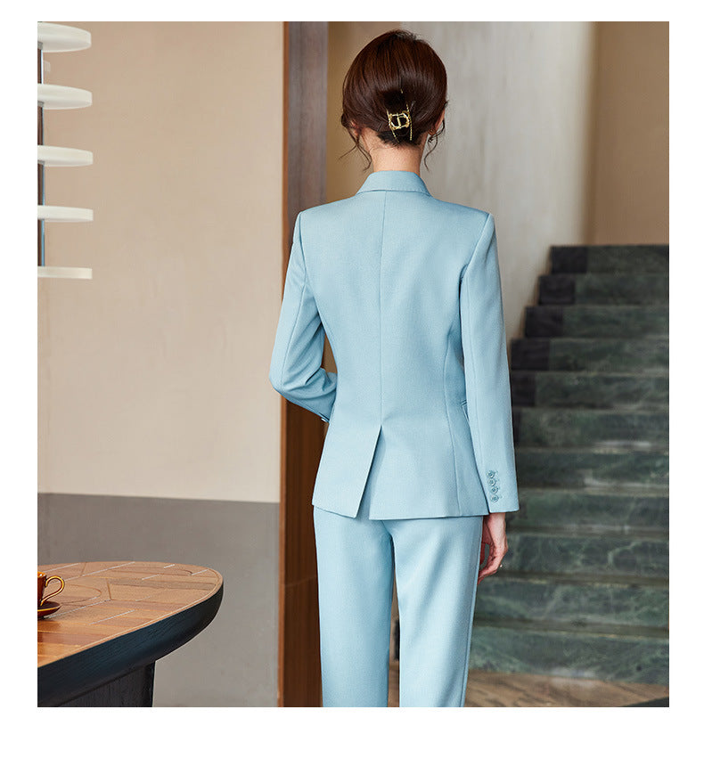 Women's Green Double-Breasted Blazer Suit