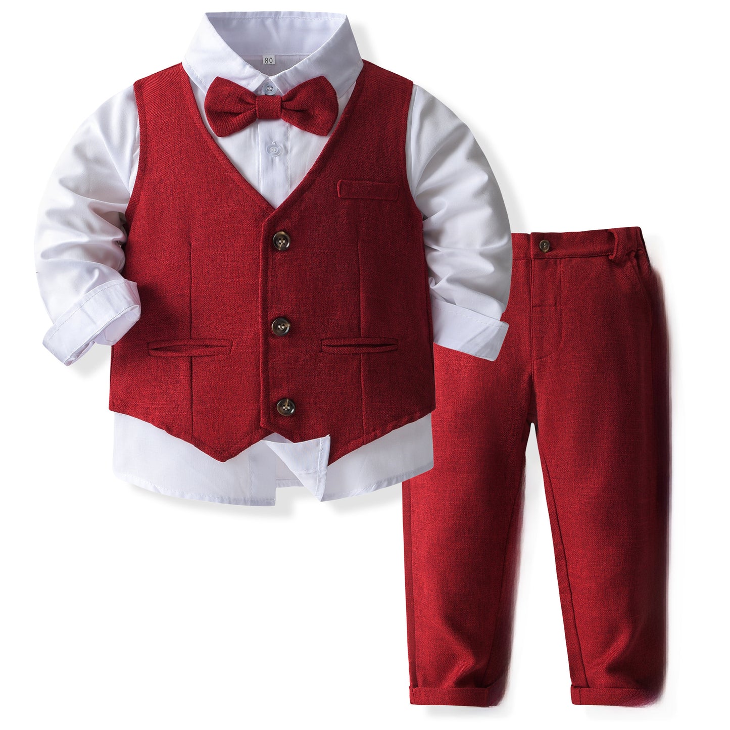 Boys' Spring & Autumn Shirt, Vest, and Pants Set