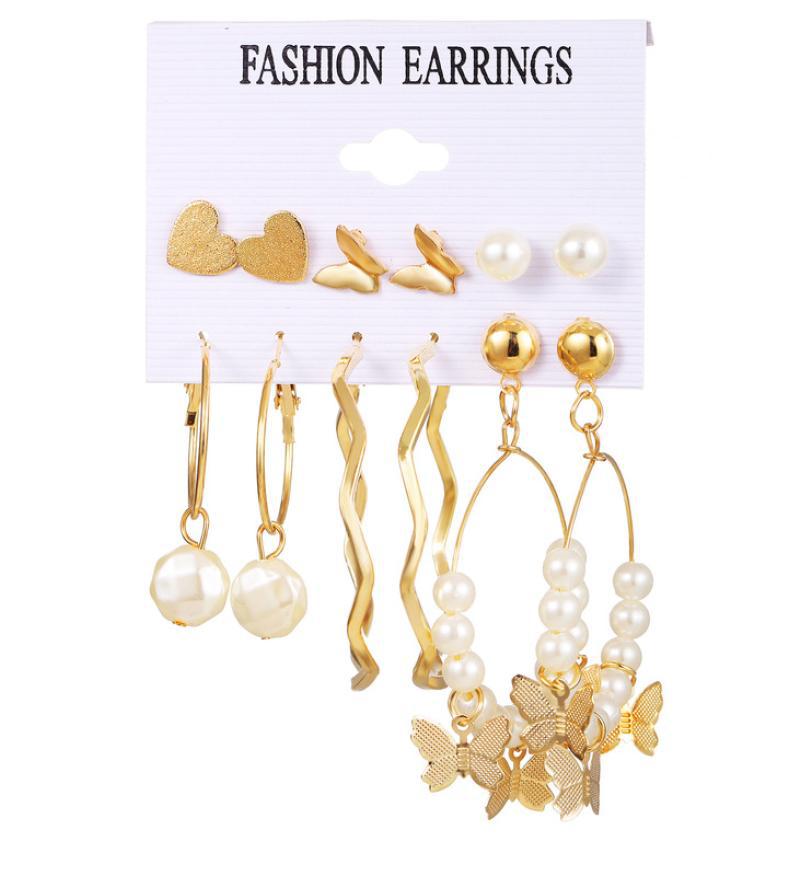 Creative French retro gold earrings set