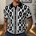 Jacquard Knit Polo Cardigan