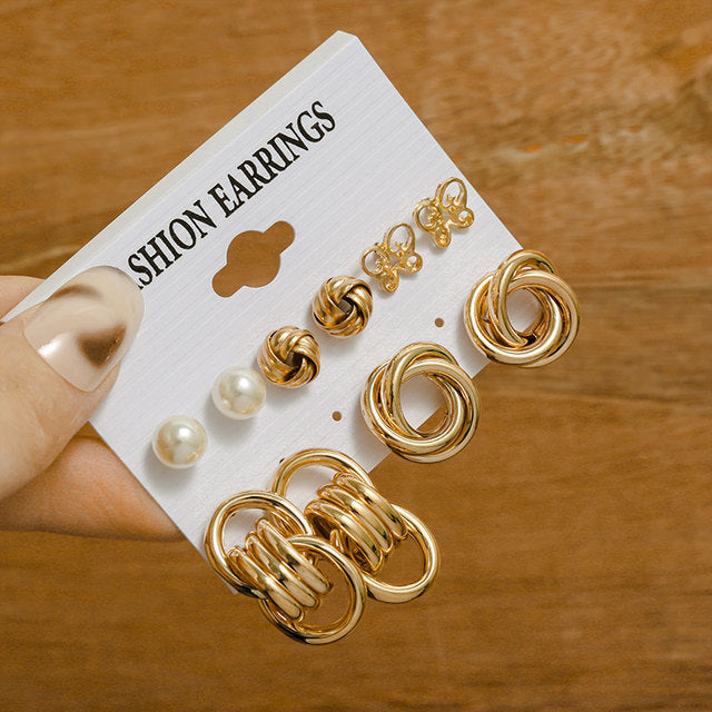 Pearl earring set with diamonds