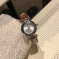 Vintage Brown Leather Watch - Elegant Art Deco Design for Women