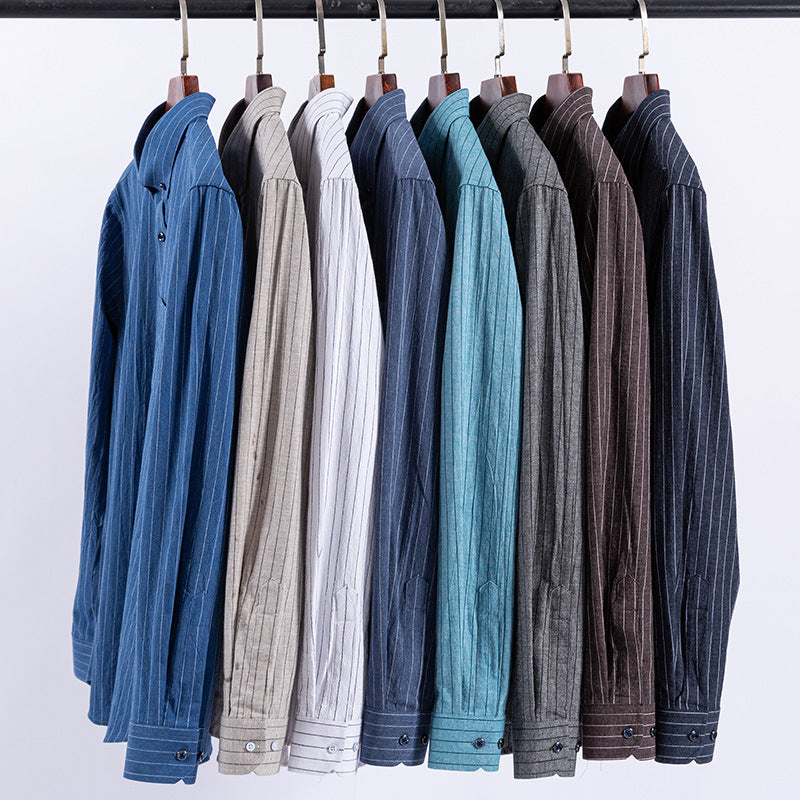 Large Cotton Men’s Long-Sleeve Brushed Plaid Shirt