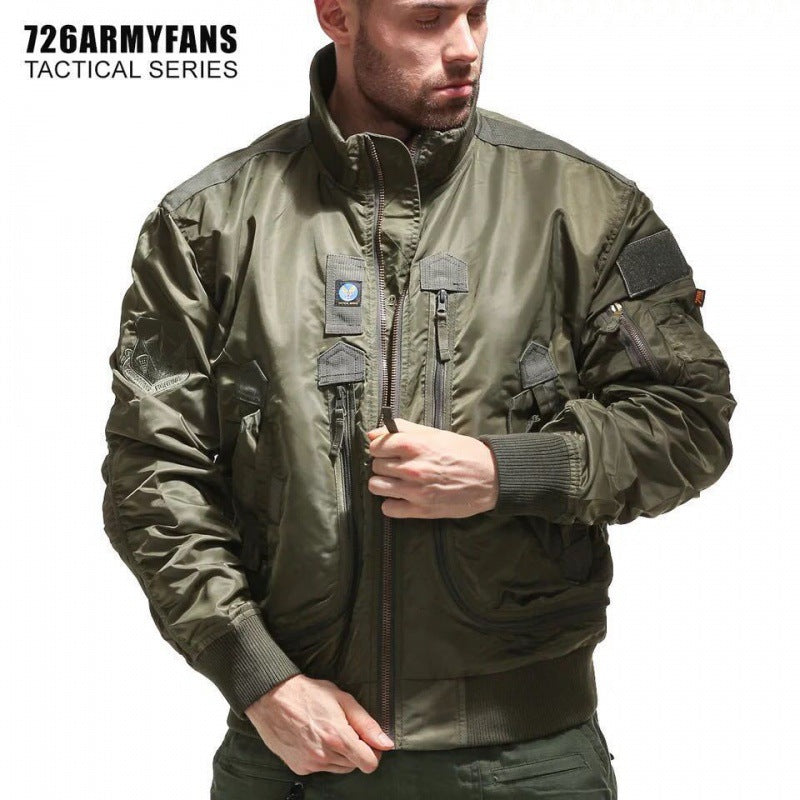 Mens Air Force Pilot Baseball Jacket  Tactical Stand Collar Leader Fan Coat