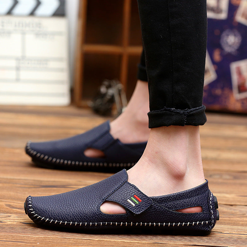Mens Summer Breathable Toe-Wrapped Sandals Casual Slip-On Driving Shoes (On Hand)