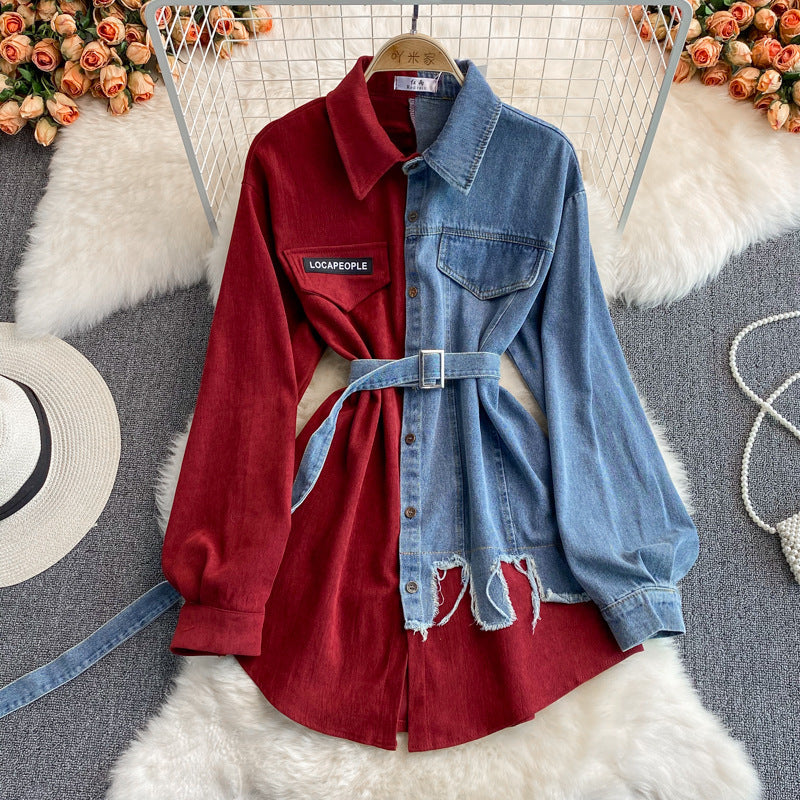 Waist Slimming Irregular Midi Shirt