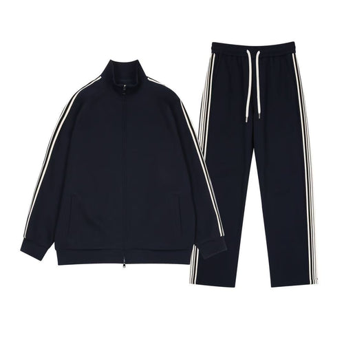 Casual Sports Suit  Long Sleeve Three-Bar Sweatshirt & Pants 2-Piece Set