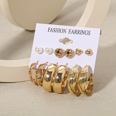 Creative French retro gold earrings set