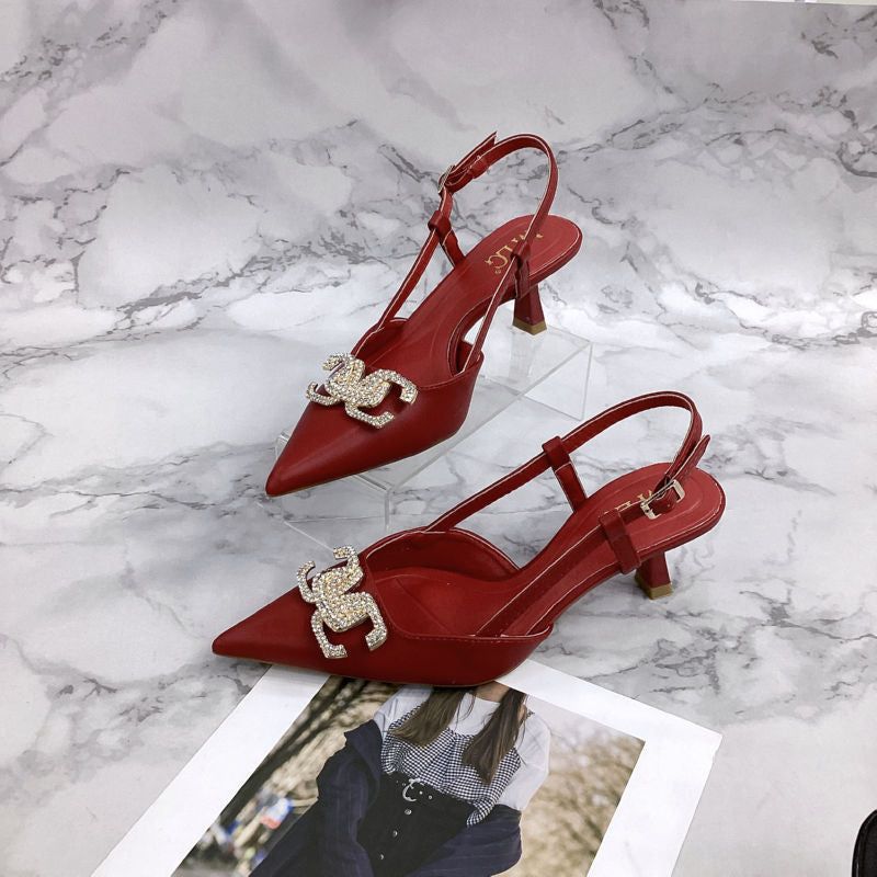 Metal Buckle High Heel Sandals