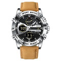Men's Fashion Analog Digital Quartz Watch - Waterproof Leather Strap