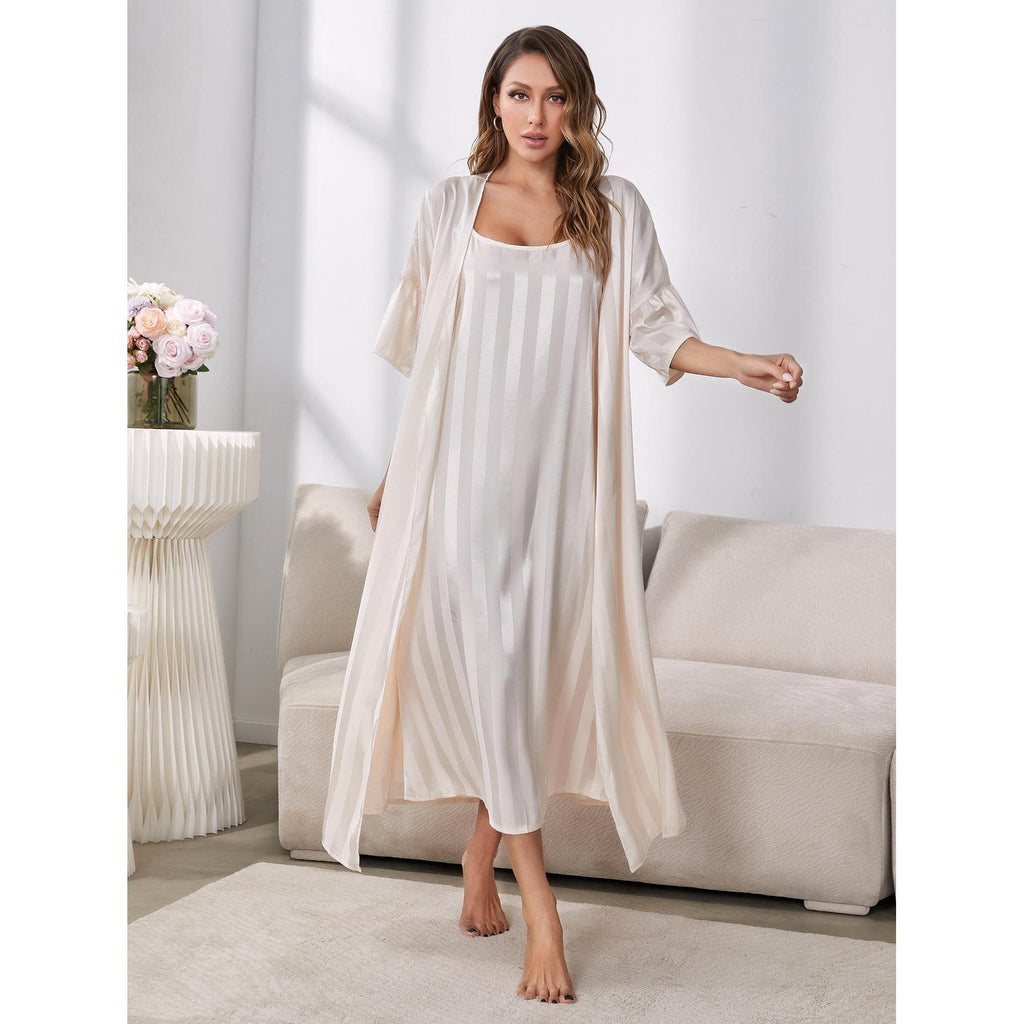 Women's imitation silk long sleeve pyjamas