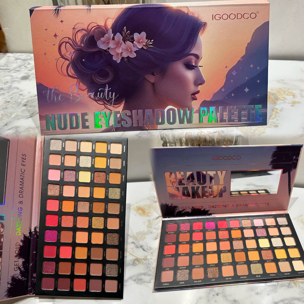 50 colors sunset beauty pattern eye shadow palette: matte pearlescent multi-color makeup palette.