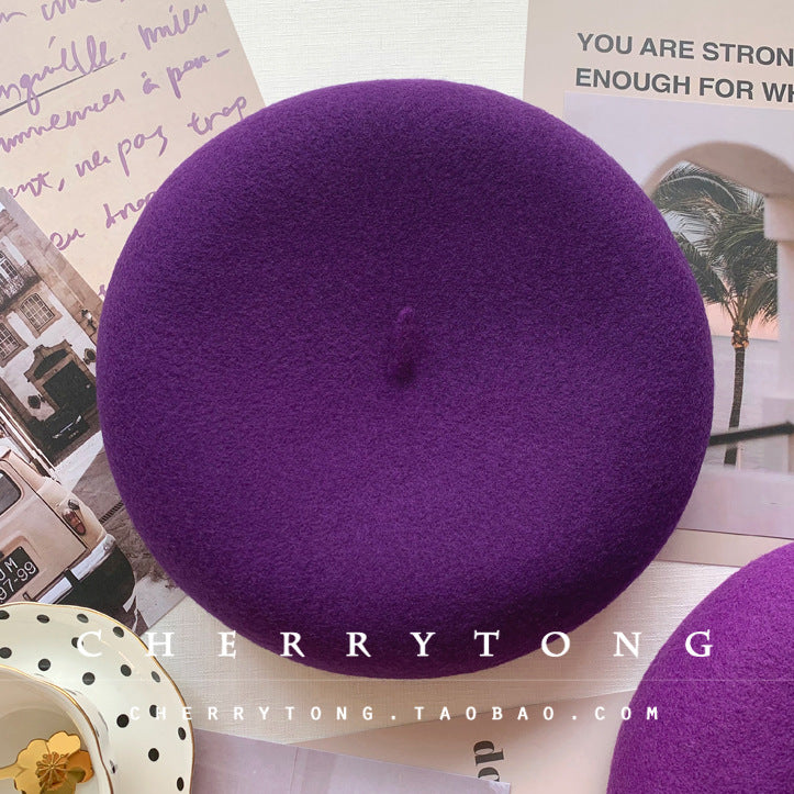 Retro Wool Beret  Cashmere & Wool Women's Hat for Autumn & Winter
