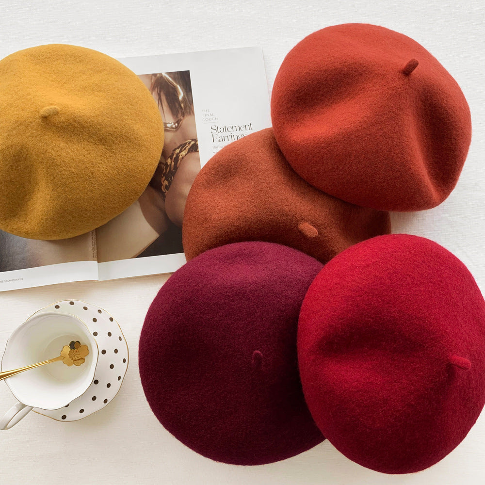Retro Wool Beret  Cashmere & Wool Women's Hat for Autumn & Winter