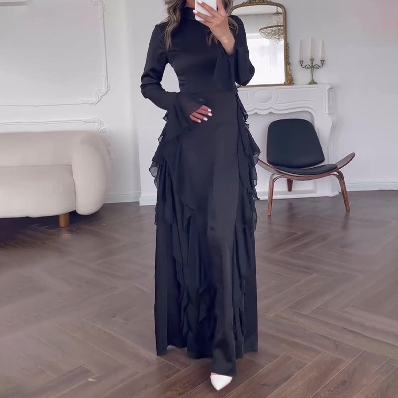 Elegant Autumn Bell Sleeve High-Waisted Dress for Women