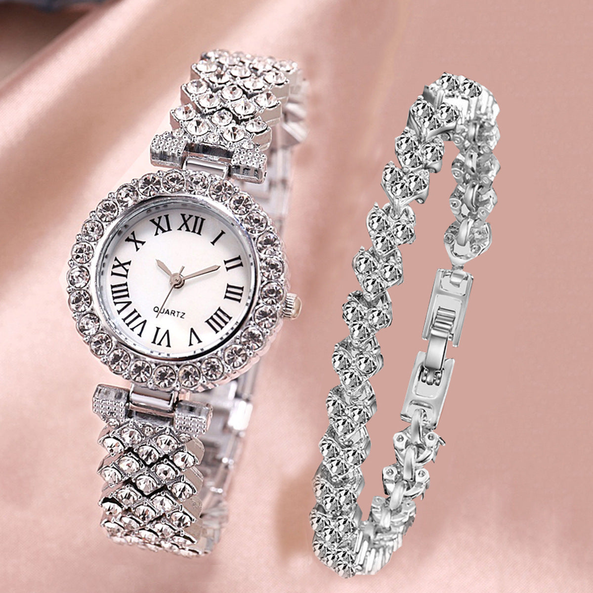 Roman pattern diamond ladies watch women's watch quartz bracelet